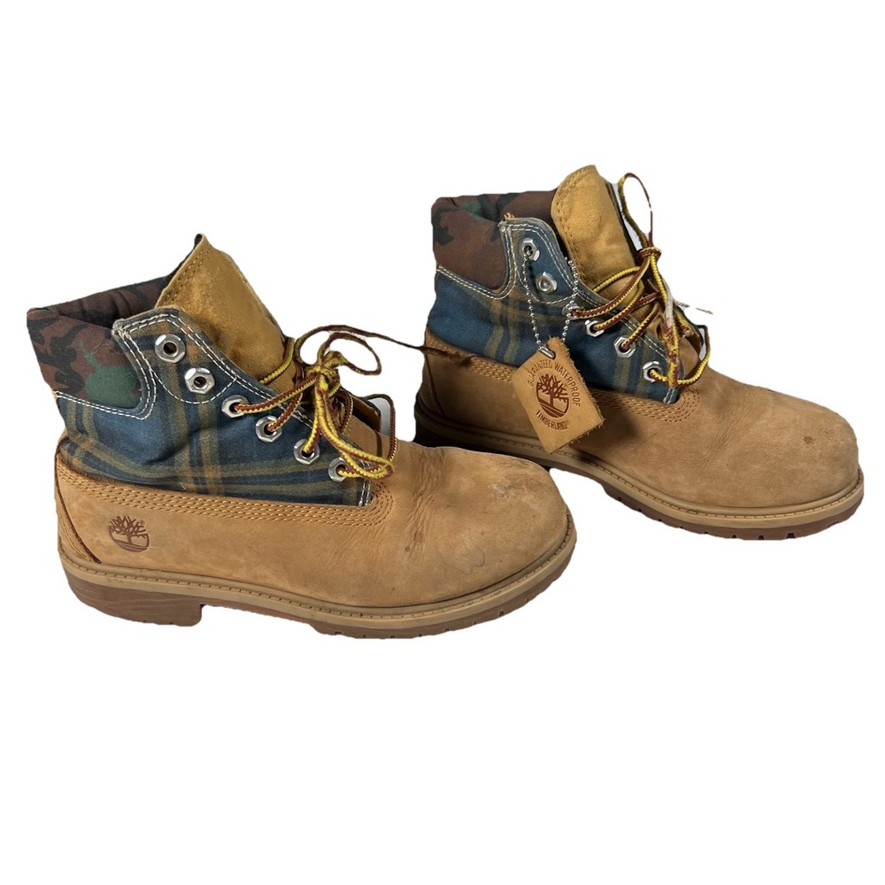 Timberland Toddler Camo Plaid Collar Waterproof Boots Size 2